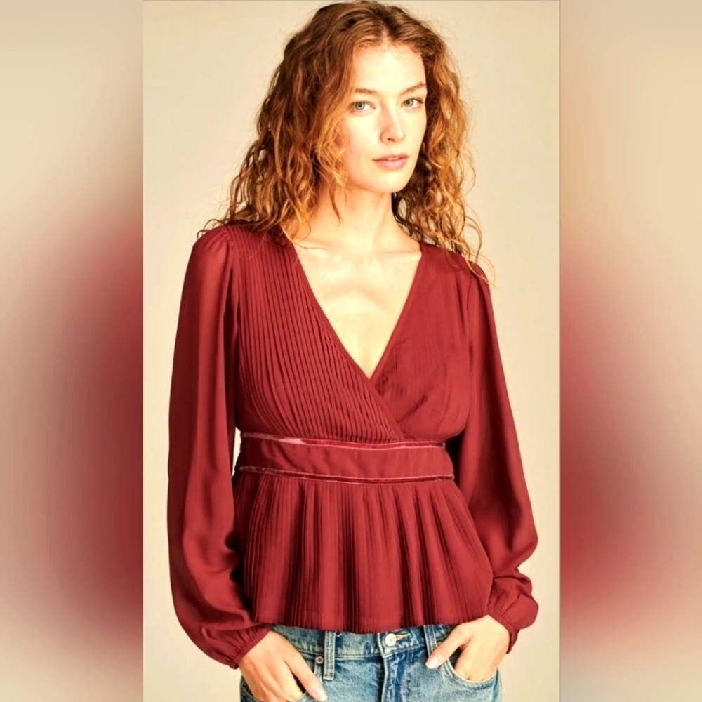 NWT Lucky Brand Pleated Peplum Top